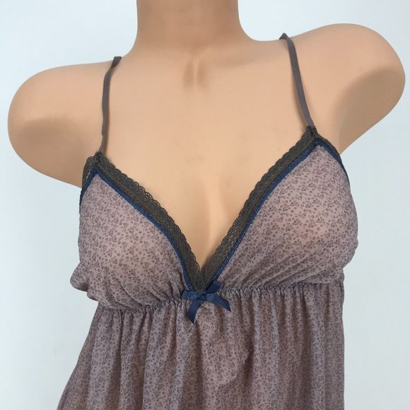 Studio Donatella Semi Sheer Babydoll Nightgown Chemise Lingerie Cami Dress SZ S - Picture 2 of 6